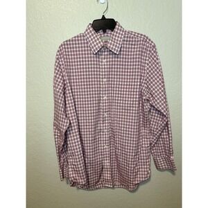 Nordstrom Smartcare Men's Traditional Fit Red White Plaid Dress Shirt